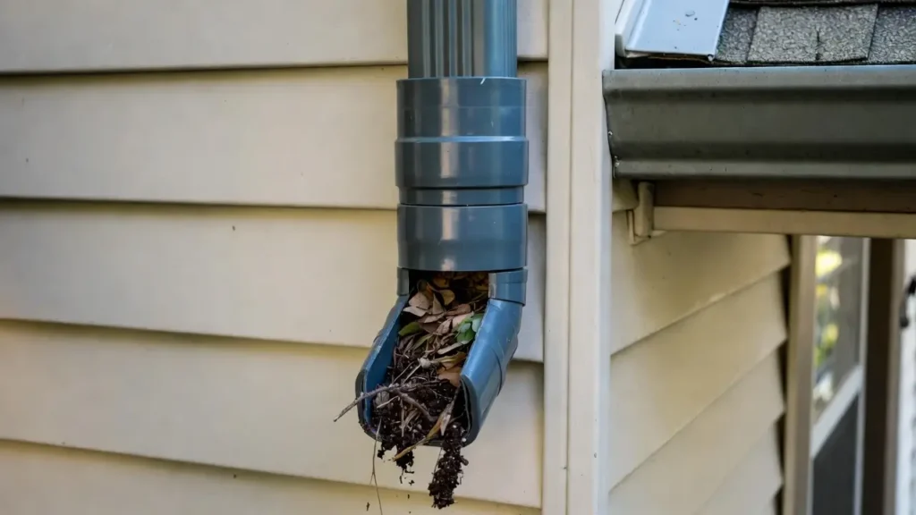 Downspout Drain Clogged